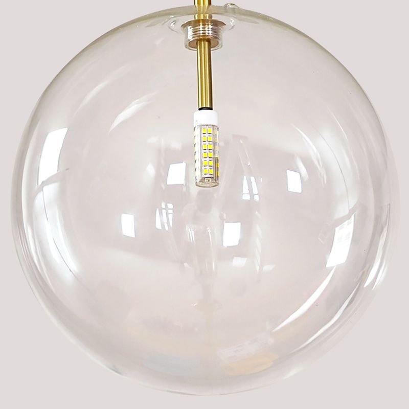 Moderne globale Hanglampenstange klare Glasanhänger Deckenleuchte mit 1 Licht