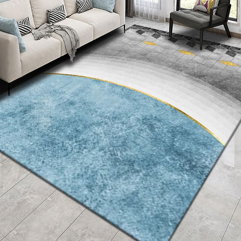 Blue Luxury Rug Blending Graphic Rug Non-Slip Backing Rug for Living Room
