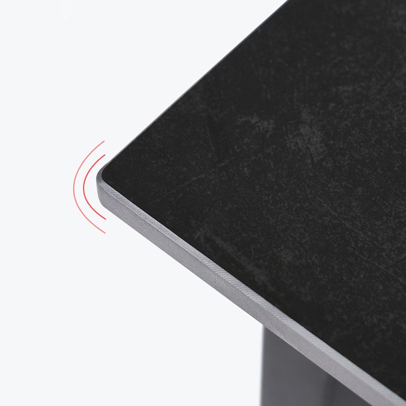 Mesa de comedor de piedra sinterizada gris mesa de comedor con base de metal y 4 patas