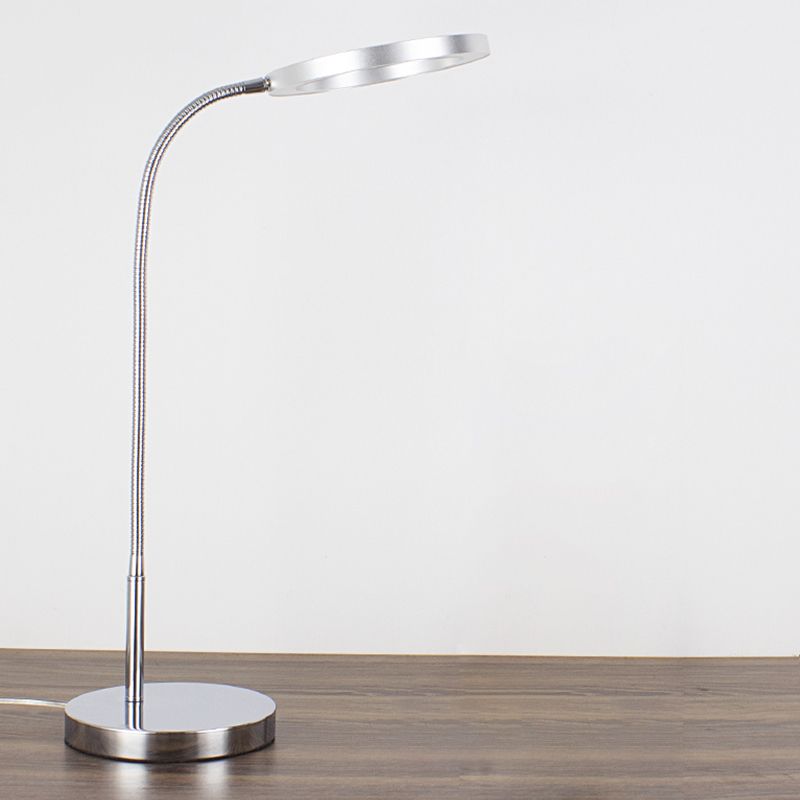 Linear Night Table Lamp Modern Style Metal Single Light Table Light in Silver