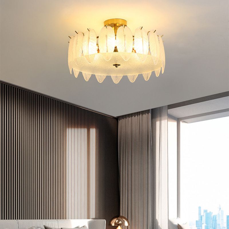 Modern Glass Ceiling Lamp Geometric Flush Mount Light Fixture for Bedroom