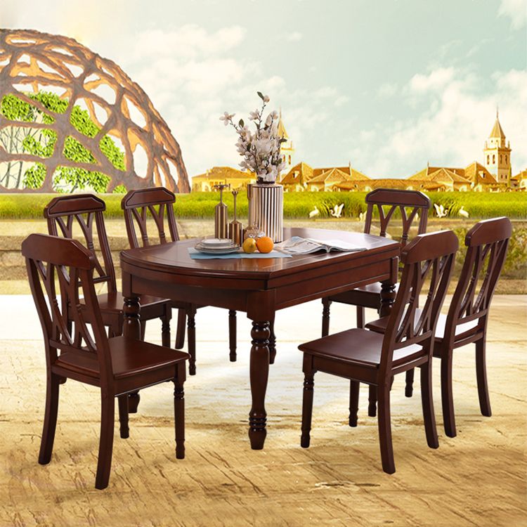 Modern Solid Wood Extendable Table Standard Brown Dining Table for Kitchen