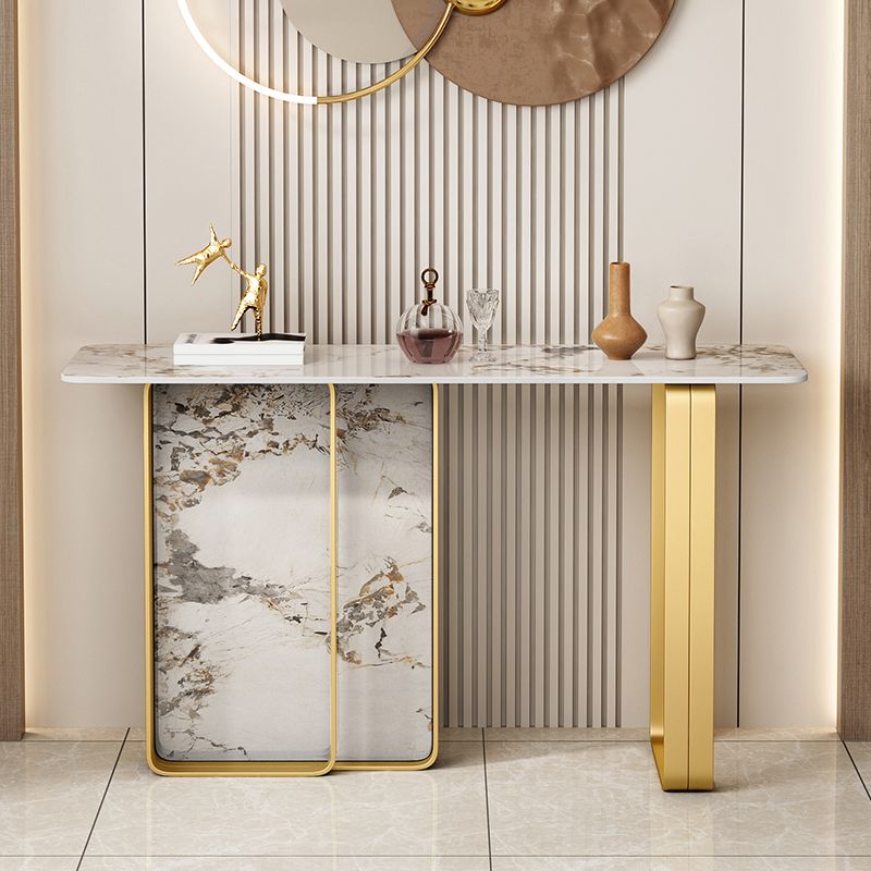 12 inch Wide Accent Table Rectangle Shape Stone Console Table for Hall