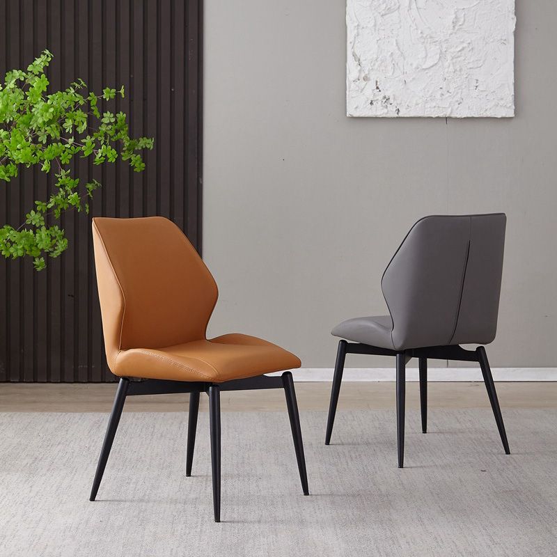 Upholstered Armless Industrial Chair Home Black Metal Legs Dining Chair