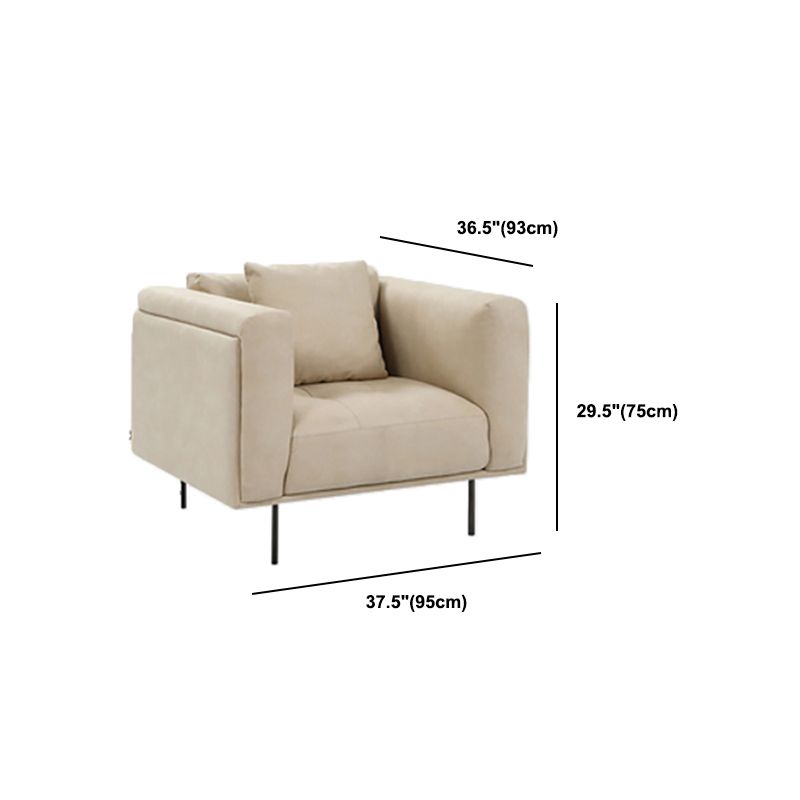 White Tuxedo Arm Sofa Contemporary Sofa with Bolster Pillows for Living Room