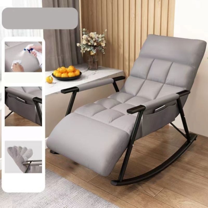 Creative Tufted Recliner Chair Solid Color Faux Leather Rocker Chair