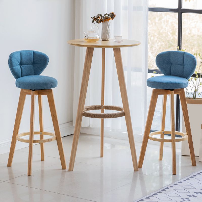 Contemporary Solid Wood Barstool Indoor Bar Stool with Footrest and Cushion