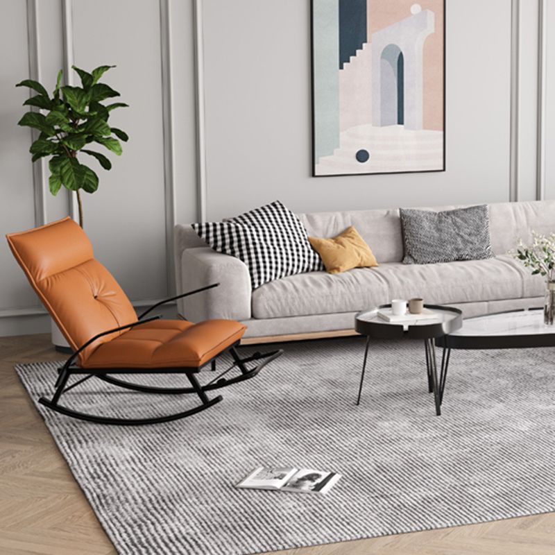 Glam Folding Rocking Chair Faux Leather Rocker for Living Room