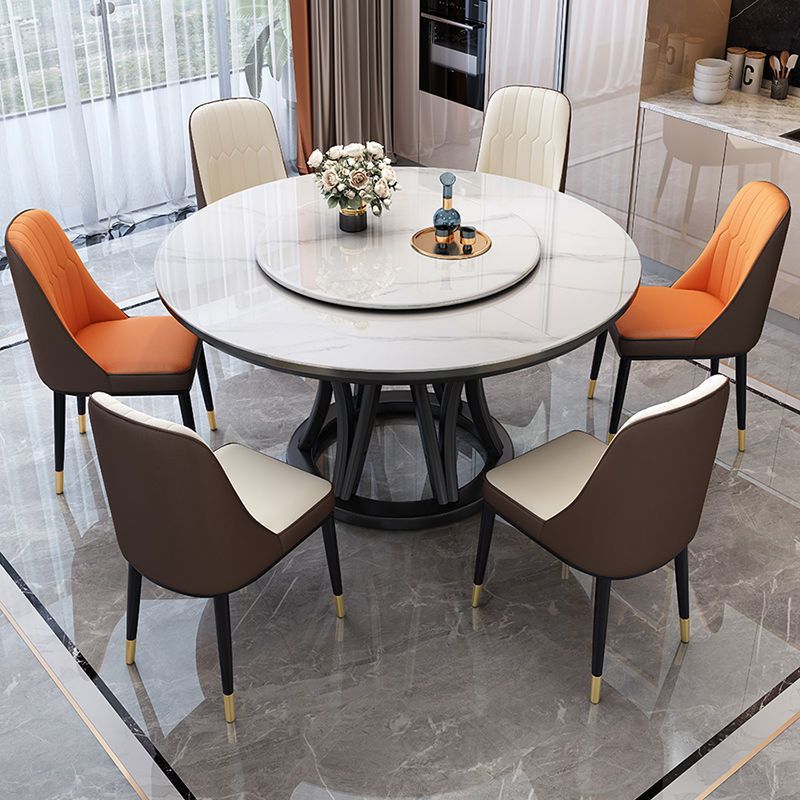 Modern Style Dining Table Round Dining Table with Turntable for Kitchen