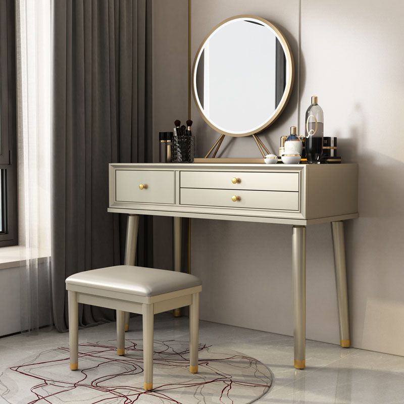 3 Drawer Dressing Table Solid Wood with Makeup Table and Stool