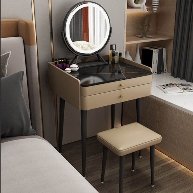 Contemporary Bedroom with Drawer Lighted Mirror Makeup Vanity Desk