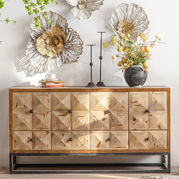 Distressed Wood Accent Chest Industrial Style Solid Wood Cabinet with Drawers