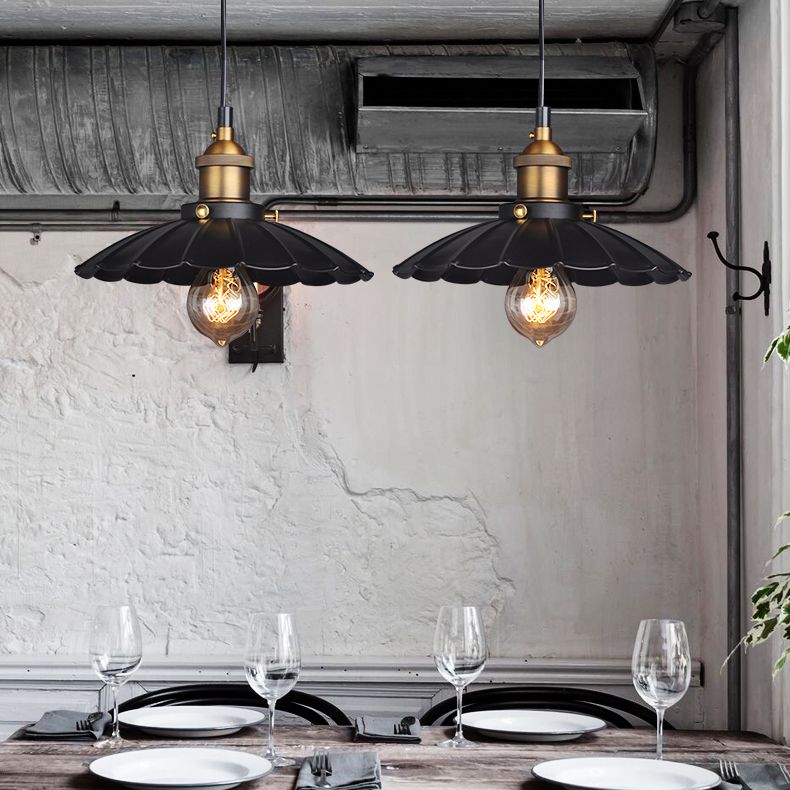 1-Light Pot Cover Hanging Pendant Industrial Style Metal Hanging Lighting