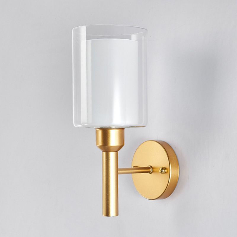 Contemporary Single Bathroom Vanity Light Cylindrical Glass Bath Bar