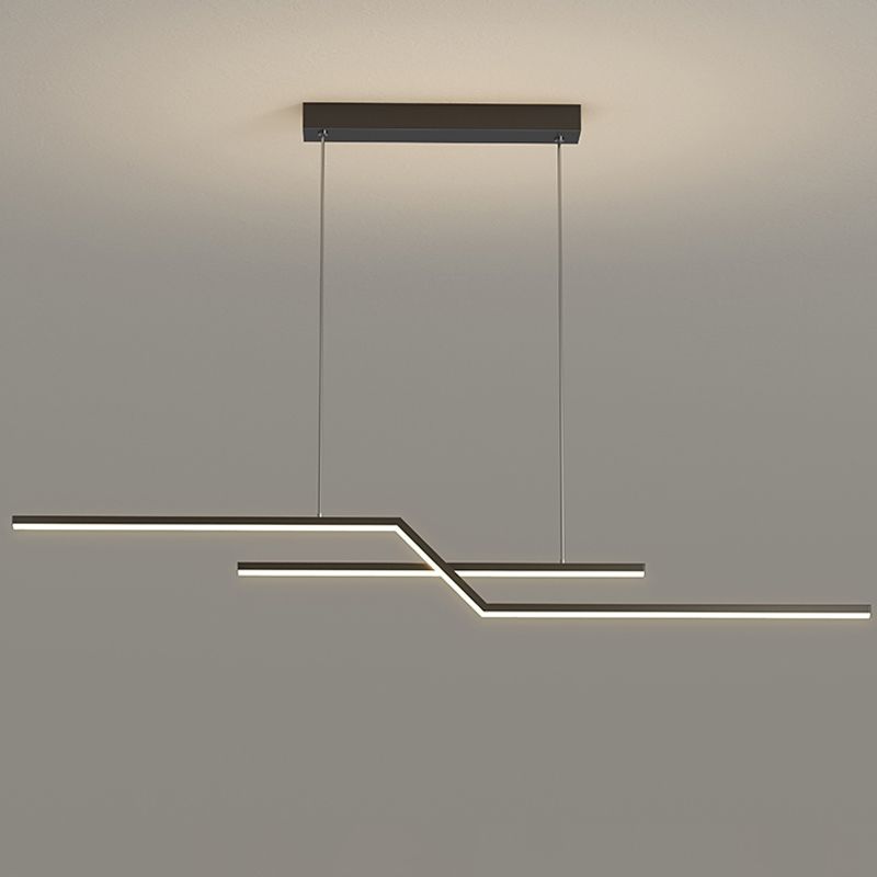 2 Light Linear Island Lights Contemporary Metal Island Pendants for Kitchen