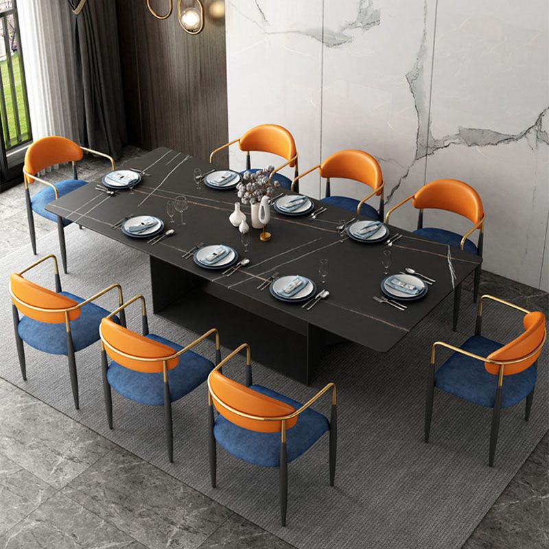 Modern Style Arm Chair Open Back Dining Chair with Metal Legs