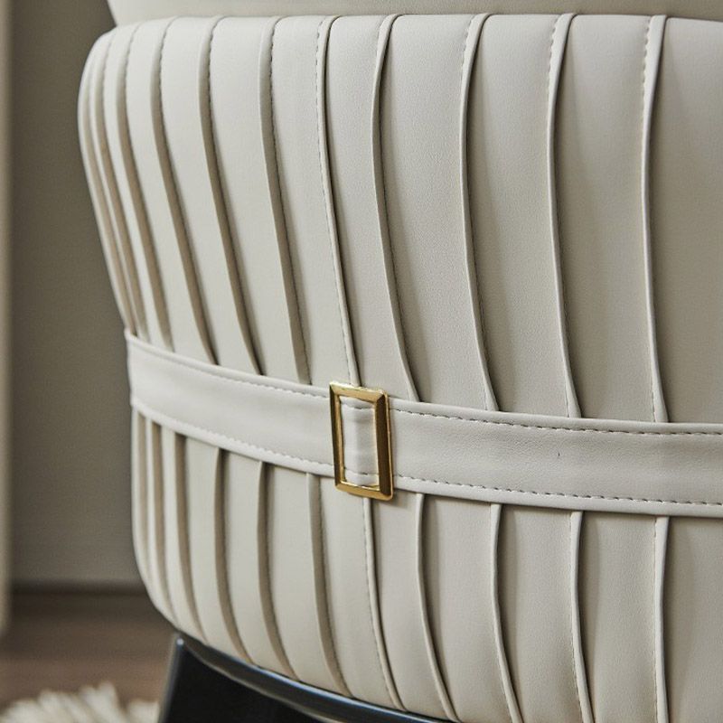 Contemporary Arm Chair Faux Leather Solid Back Dining Room Chair for Home