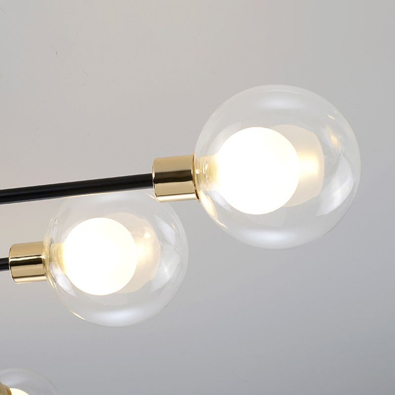 Global Living Room Semi Flush Mount Ceiling Light Glass Simple Ceiling Lighting in Black