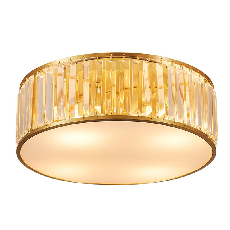 Gold Geometric LED Ceiling Light in Modern Singular Style Copper Indoor Flush Mount with Acrylic Shade