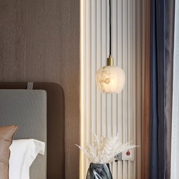 Minimaliste de style tambour grappe pendentif lumineuse, plafonnier multi-pendentif en marbre