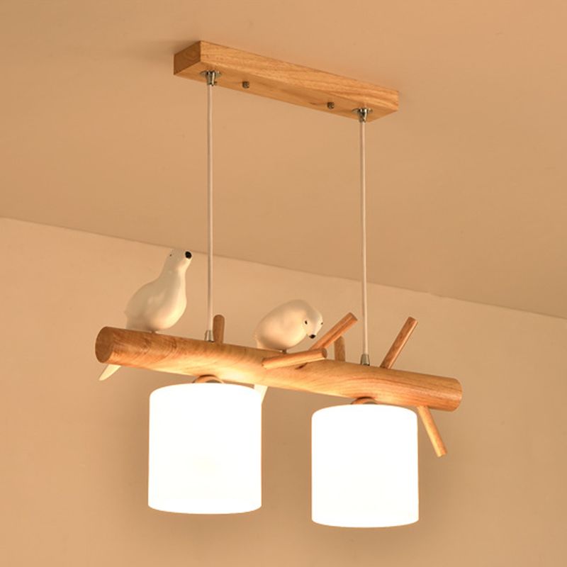 Modern Lighting Chandelier Cylinder Island Pendant Lights Wood Island Lights in White