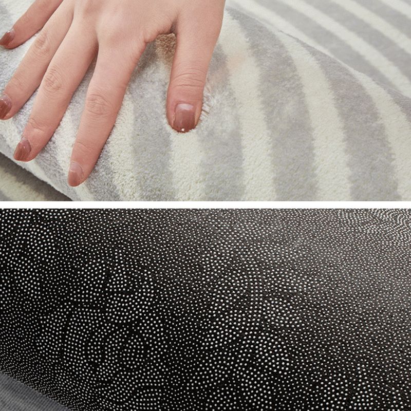 Chic Grey Area Rug Stripe Print Polyester Area Carpet Anti-Slip Rug for Home Decor