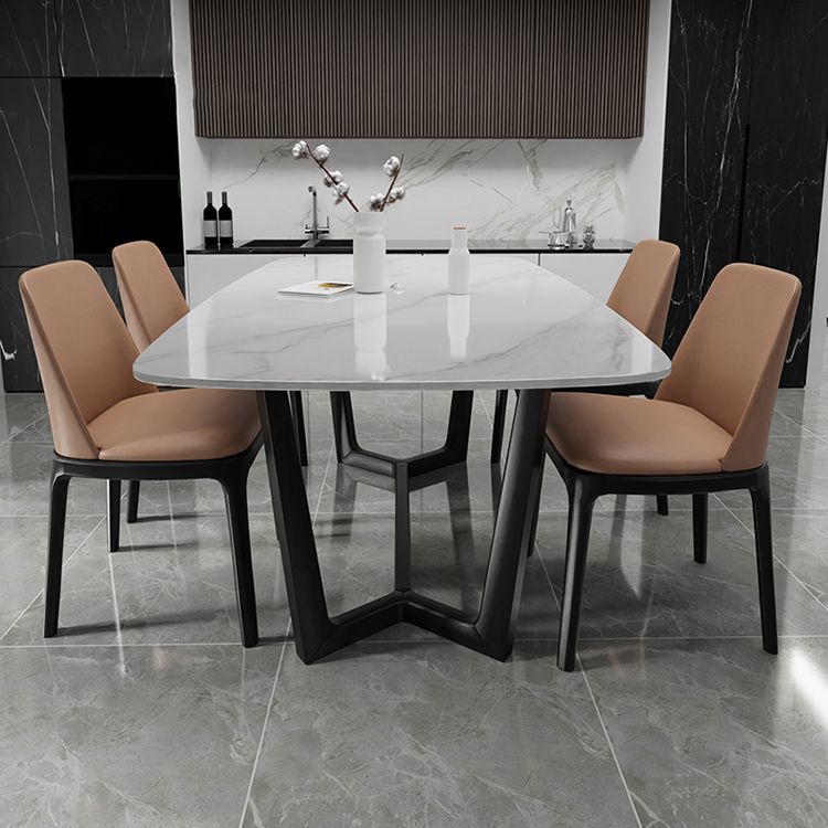 Modern Ash Wood Dinette Set 1/4/5 Pieces Rectangle Sintered Stone Top Dining Table Set