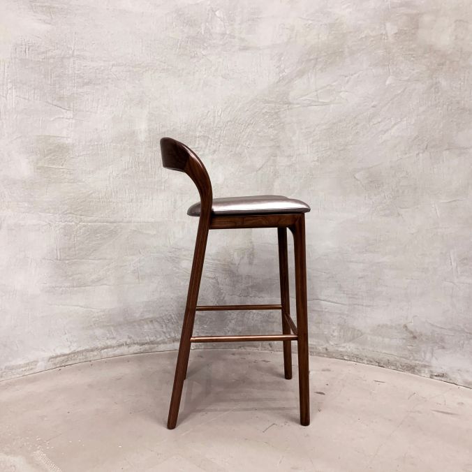 Brown Ash Wood Counter Stools Industrial Green Velvet Stools