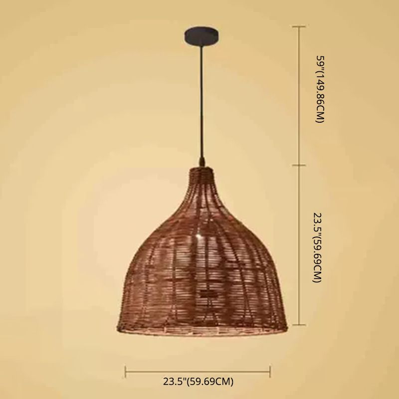 Bauernhaus handgewebtes natürliches Bambus Anhänger Beleuchtung 1-Licht-Glocken-Glocken-Esszimmer Hanging Lampe