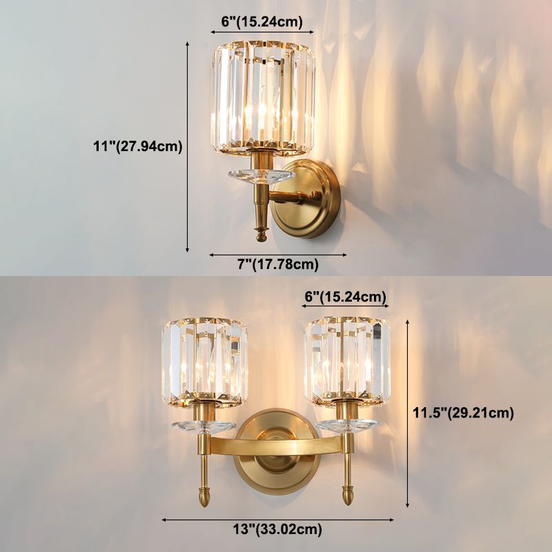 Lámpara de pared de oro de cristal en moderna luz de pared de metal de electroplacas de estilo artístico para dormitorio