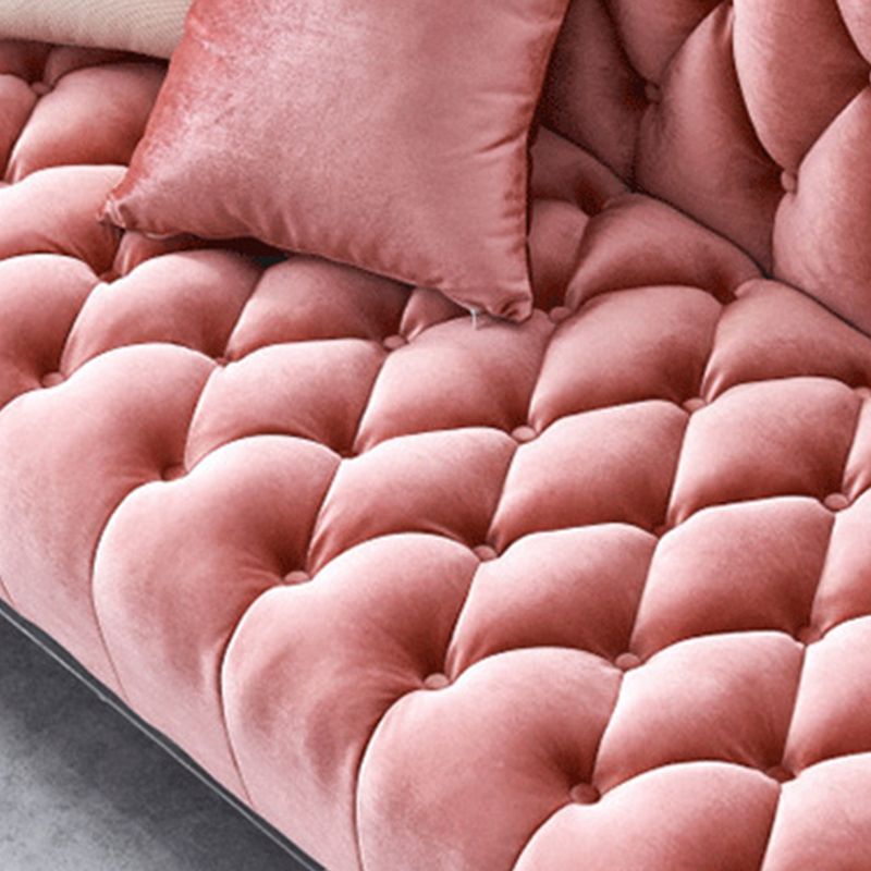 Velvet Sofa Contemporary Rolled Arm Sofa 37.40" High for Apartment