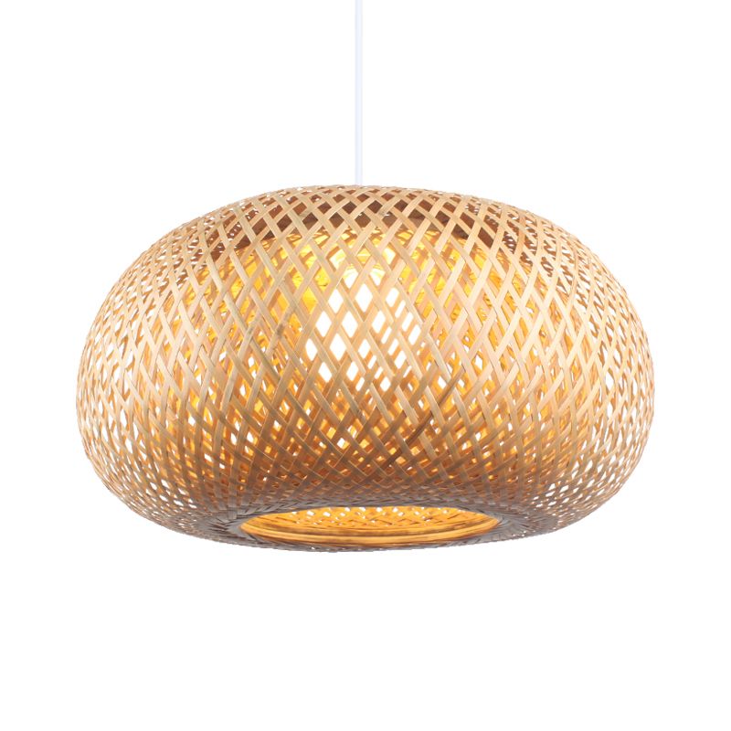 Colgante de suspensión de rosquilla de bambú contemporáneo 1 cabeza de madera de madera de techo colgante