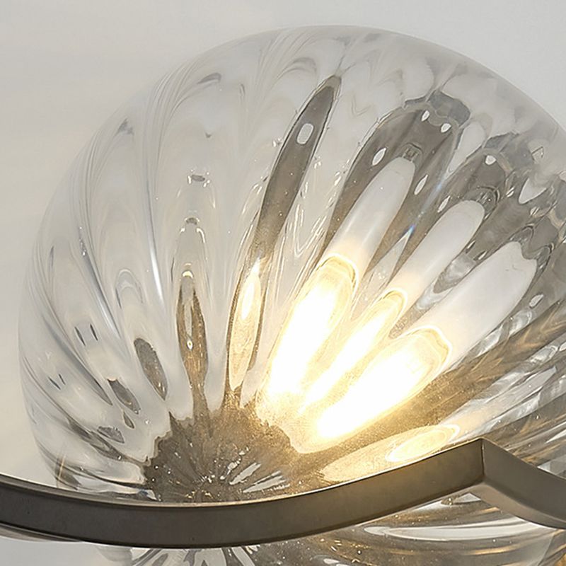 Modernism Wall Sconce Spherical Glass Wall Light Fixture in Black for Bedroom