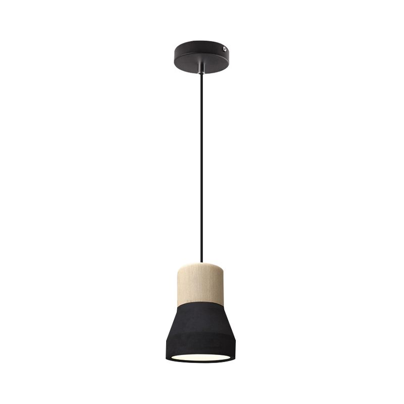 Cementfles kleine hangende lamp macaron single rood/grijs/groen plafond hanglampje met houten top