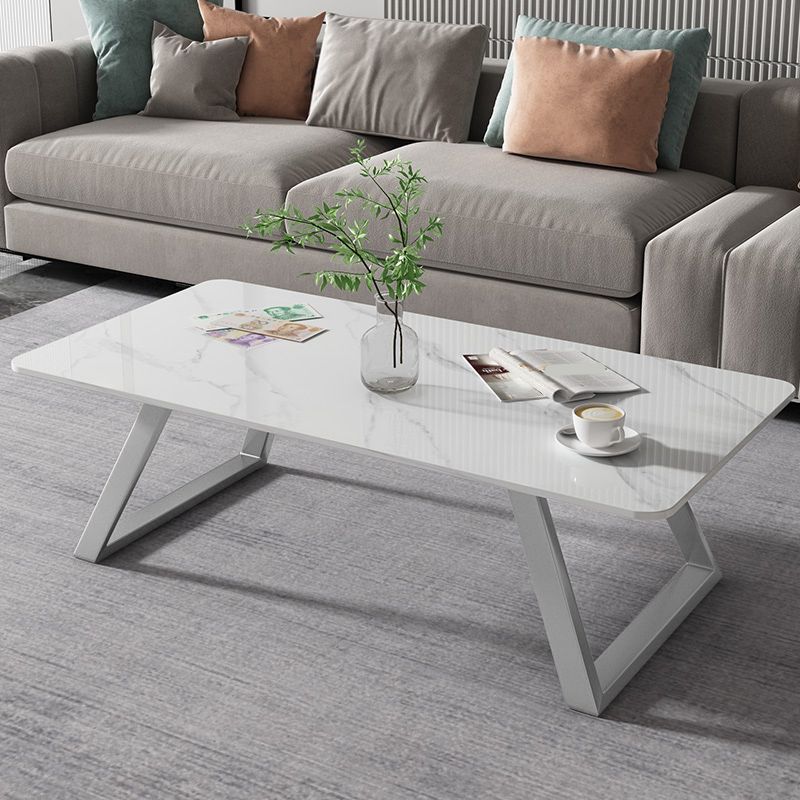 17.7"Tall Sled Metal Base Rectangular Slate Table Top Coffee Table