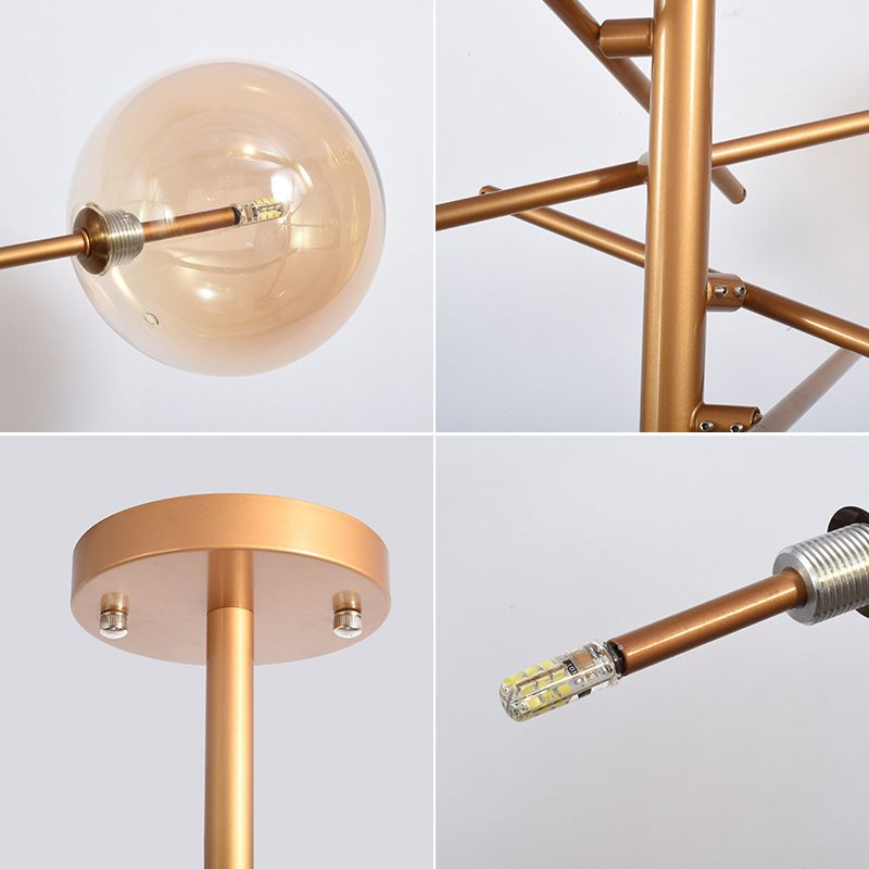 Sphere Chandelier Ceiling Pendant Light Modern Style Metal 6 Light Chandelier Lights