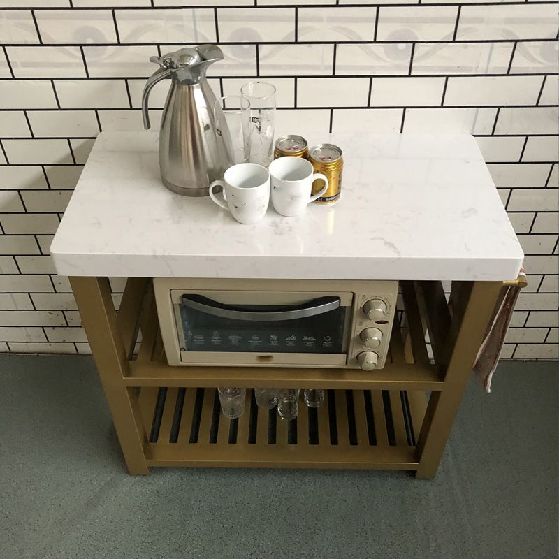 Home Dining Kitchen Island Table Modern Rectangular Iron Prep Table