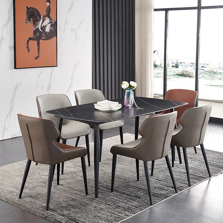 Silla de comedor de metal contemporánea con respaldo para uso doméstico (juego de 2)
