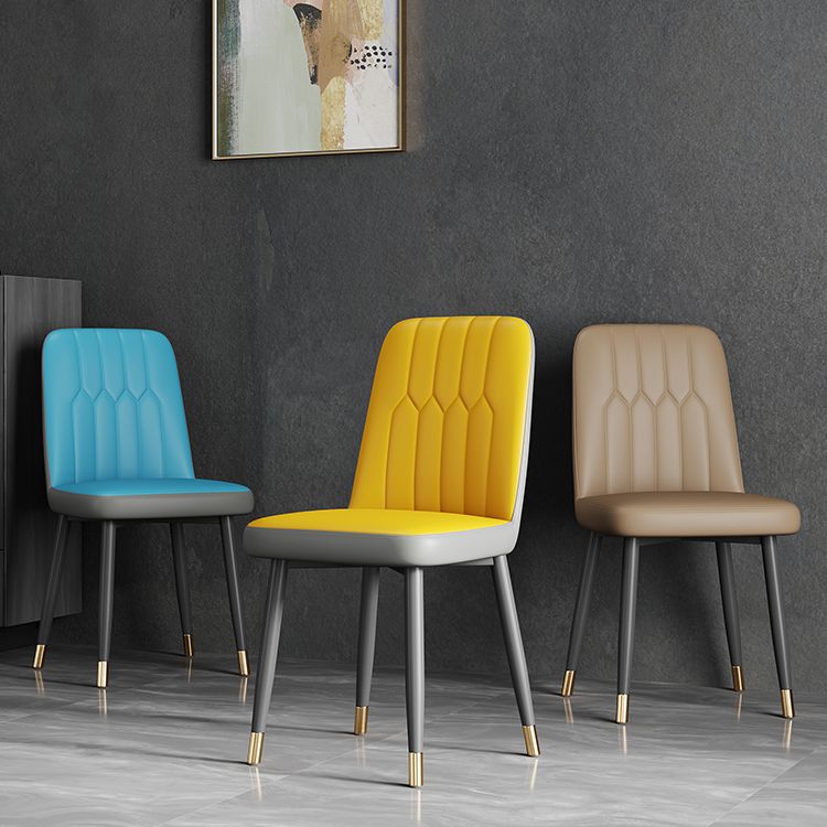 Silla de comedor de metal de estilo escandinavo, silla con respaldo sólido sin brazos