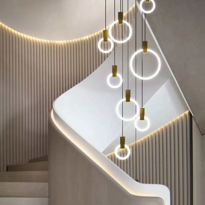 Luce appesa a LED in oro in alluminio in moderno luce a filo in ferro battuto in ferro battuto con tonalità acrilica