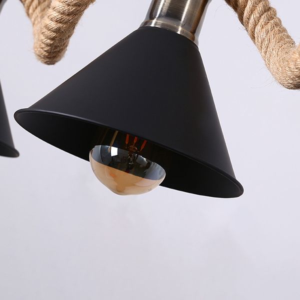 Cone Island Chandelier Lights Industrial Rope Chandelier Lighting Fixtures for Dining Table