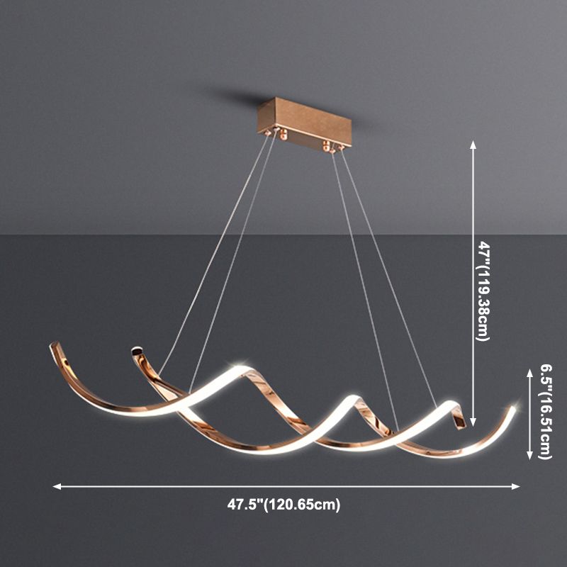 Modern Linear Chandelier Island Lights Metal Chandelier with Silicone Shade