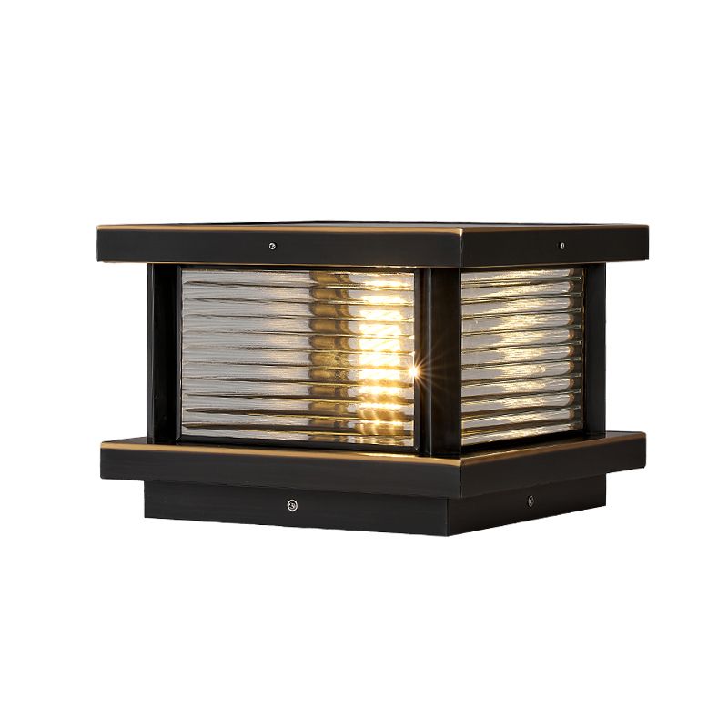 Modern Simple Outdoor Light Square Shape Copper Pillar Lamp for Outdoor