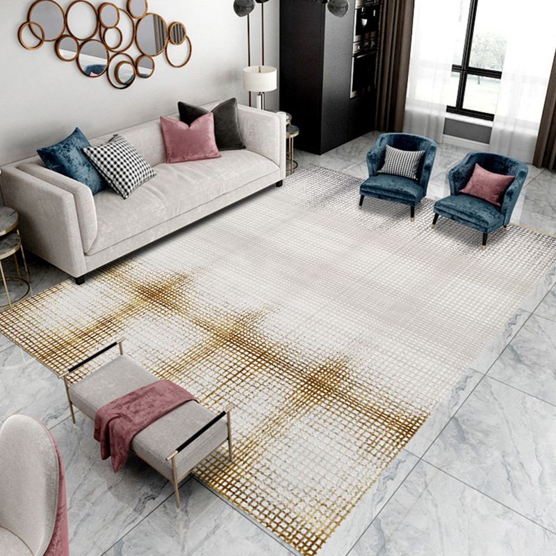 Gold Modern Area Carpet Polypropylene Graphic Carpet Washable Carpet for Living Room