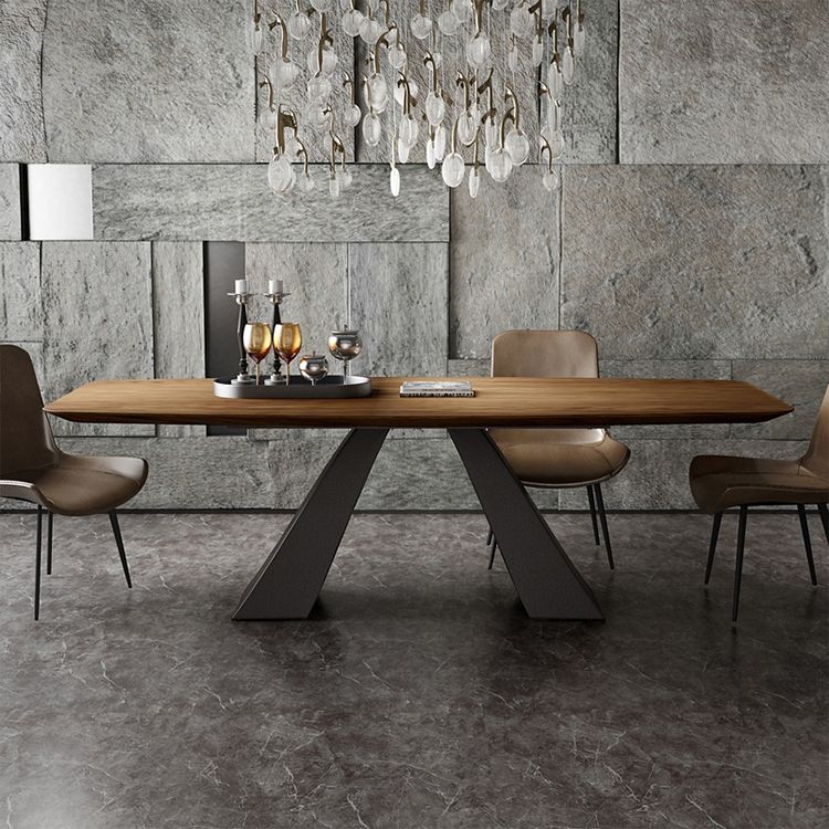 Tavolo da pranzo moderno rettangolo tavolo da pranzo moderno con base di piedistallo in metallo