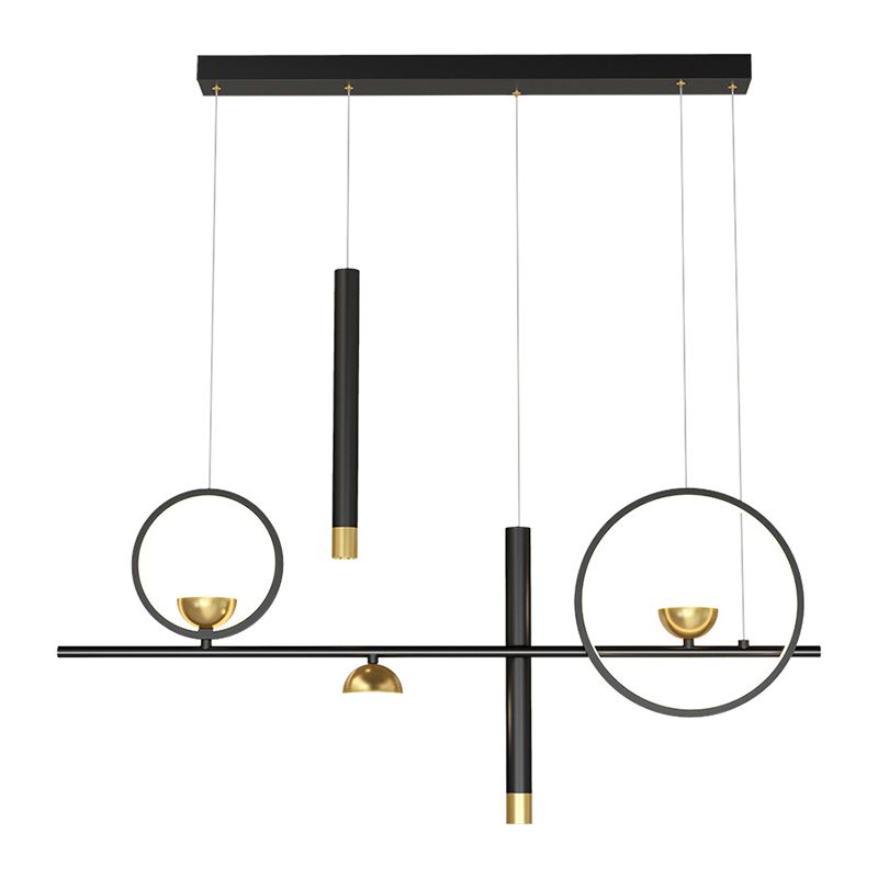 Luz de la isla negra y dorada de aluminio en simplicidad moderna LED lineal de LED acrílico con sombra de silicona