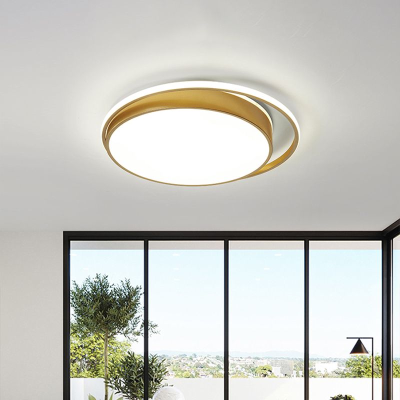 Gold Round/Square LED Ceiling Fixture Minimalistic Acrylic Flush Mount Light with Glowing Frame, 18"/21.5" Wide