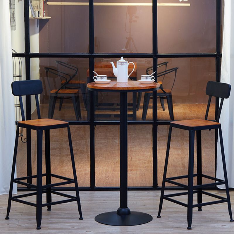 Brown Solid Wood Bar Table Industrial Dining Table for Kitchen Living Room