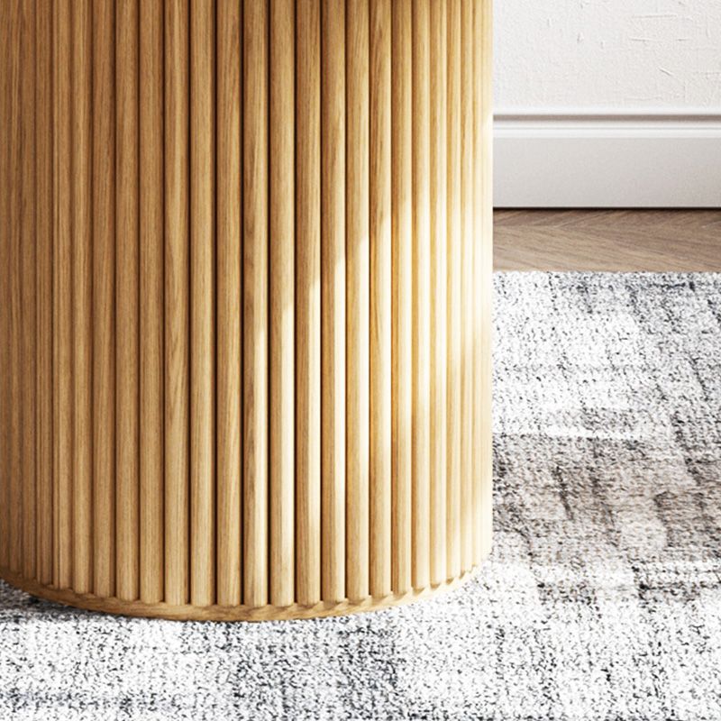 Glam Round Table Sintered Stone Table with Wooden Legs for Home