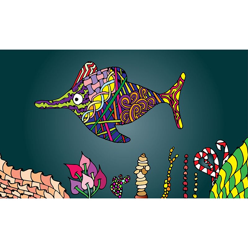 Tropical Underwater Life Mural Decal Moisture Resistant Contemporary Bedroom Wall Covering